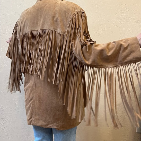 Vintage Western Open Front Super Soft Tan Suade Boho Jacket - Picture 15 of 17